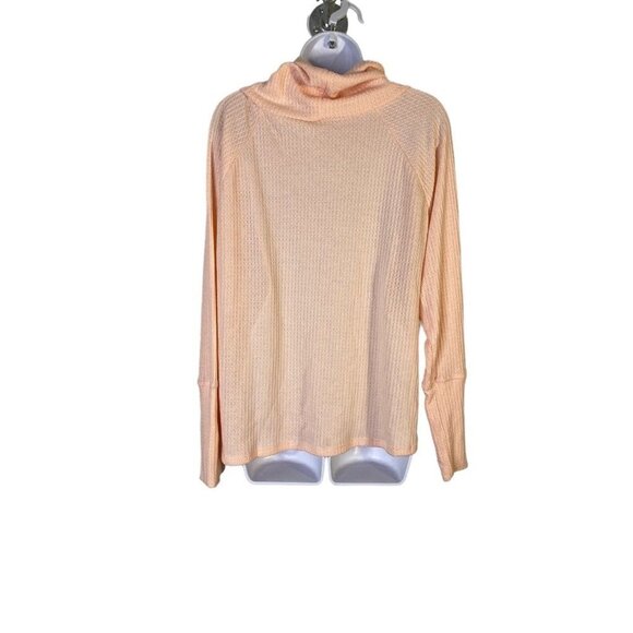 Bobeau Woman’s Blush Waffle Knit Thermal Pullover Cowl Neck Dolman Sleeve SZ L - Picture 4 of 7